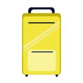 Yellow travel suitcase on wheels.