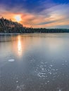 Tsaritsyno Lake surrounding forests with pine