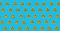 Yellow triangle attention warning signs with black exclamation marks repeated on blue background