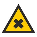 Yellow triangle, black cross. Toxic substance Royalty Free Stock Photo