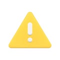 Yellow triangle button with exclamation point 3d simple icon vector. Advisory badge dangerous alert Royalty Free Stock Photo