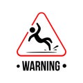 yellow triangle caution slippery floor logo sign vector