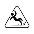 yellow triangle caution slippery floor logo sign vector