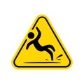 yellow triangle caution slippery floor logo sign vector Royalty Free Stock Photo