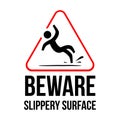 yellow triangle caution slippery floor logo sign vector Royalty Free Stock Photo
