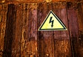 Yellow Triangle Electricity Warning Sign Royalty Free Stock Photo