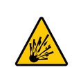 Yellow triangle explosive sign. Warning hazard explosive vector sign. Royalty Free Stock Photo