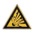 Yellow triangle. Explosive. Warning danger. Royalty Free Stock Photo