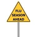 Yellow triangle warning sign, Caution - Flu Shots Ahead, vector Flu Season Warning H1N1 Royalty Free Stock Photo