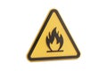 Yellow Triangular Flammable Warning Sign Isolated On White Background Royalty Free Stock Photo