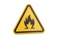 Yellow Triangular Flammable Warning Sign Isolated On White Background Royalty Free Stock Photo