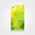 Yellow triangular phone case. Yellow polygonal template cover