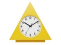Yellow triangular wall clock with black hands transparent background Royalty Free Stock Photo