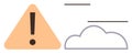 Warning Sign with Exclamation Mark Next to Cloud Indicating Digital Alert or Cloud Issue Royalty Free Stock Photo