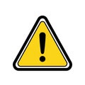 A yellow triangular warning sign with Royalty Free Stock Photo