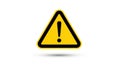 Yellow triangular warning sign featuring a black exclamation mark centered inside. The triangle has Royalty Free Stock Photo