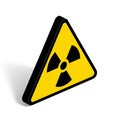Yellow Triangle Radiation Warning Symbol with Black Trefoil Icon on a White Background hazard Royalty Free Stock Photo