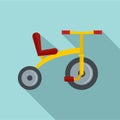 Yellow tricycle icon, flat style