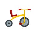 Yellow tricycle icon, flat style