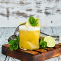 Yellow tropical drink cocktail in a glass. Royalty Free Stock Photo