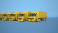 Yellow trucks on blue background Royalty Free Stock Photo