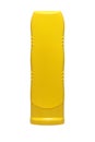 Yellow tube bottle of sunscreen, shampoo, conditioner, hair rinse, gel isolated Royalty Free Stock Photo