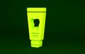Yellow Tube of toothpaste icon isolated on green background. Minimalism concept. 3d illustration 3D render Royalty Free Stock Photo