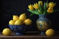 Yellow tulips lemon. Generate Ai Royalty Free Stock Photo