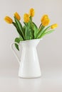 Yellow tullips in jug Royalty Free Stock Photo