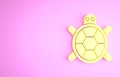 Yellow Turtle icon isolated on pink background. Minimalism concept. 3d illustration 3D render Royalty Free Stock Photo