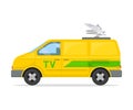 Yellow minibus with a green stripe. Vector illustration on white background.