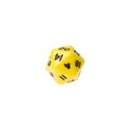 Yellow twenty sided dice for board games
