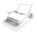 Yellow Typewriter vintage line art painting cute illustration