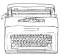 Yellow Typewriter Vintage Portable Manual typewriter line art