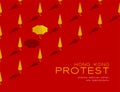 Yellow umbrella 3d isometric pattern, Hong Kong protest extradition legal problem concept poster and social banner post horizontal
