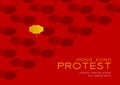 Yellow umbrella 3d isometric pattern, Hong Kong protest extradition legal problem concept poster and social banner post horizontal