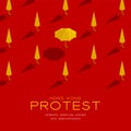 Yellow umbrella 3d isometric pattern, Hong Kong protest extradition legal problem concept poster and social banner post square