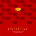 Yellow umbrella 3d isometric pattern, Hong Kong protest extradition legal problem concept poster and social banner post square