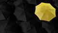 Yellow umbrella among dark ones