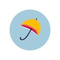 Yellow umbrella illustration circle icon sticker