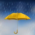 Yellow umbrella in rain Royalty Free Stock Photo