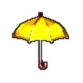 yellow umbrella rain game pixel art vector illustration Royalty Free Stock Photo
