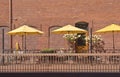 Yellow umbrellas in an outdoor caffe Wala Wala WA.