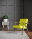 Yellow upholstered armchair