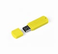 Yellow usb flash drive on a white background. Royalty Free Stock Photo