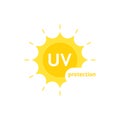 Yellow uv protection logo on white