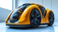 Yellow vacuum cleaner with a dynamic design and innovative features for cleaning
