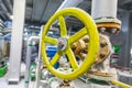 Yellow valve on the pipe Chemical industry