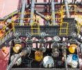Yellow Valves on Oil Barge