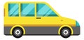 Yellow van icon. Side view cargo truck. City transport